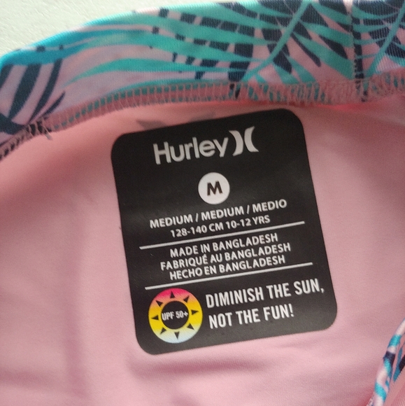 HURLEY NEW girls Pink Palms Rashguard Bikini Set - Picture 9 of 12